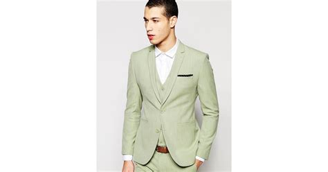 Major mens suit jacket size 50s khaki green 100% linen. Asos Super Skinny Suit Jacket In Sage Green - Light Green ...
