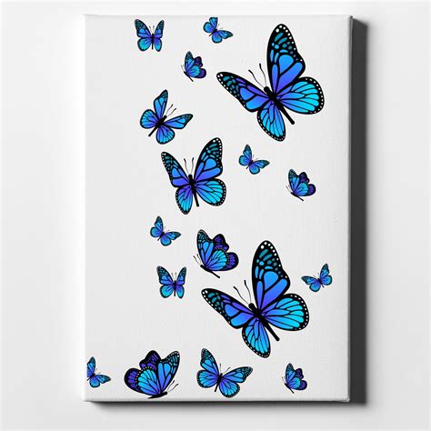 Blue Butterflies Butterfly 11 X 14 Decorative Canvas Wall Art