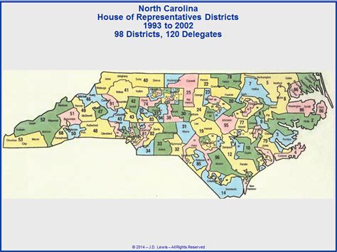 North Carolina State House Of Representatives Districts Map 1993 To 2002