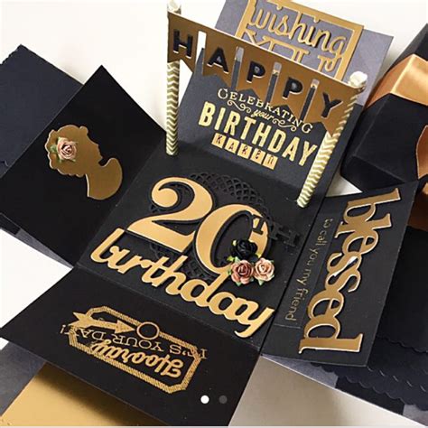 Today you are a birthday boy, and this is the most important thing i know! Happy 20th birthday explosion box card in gold and black ...