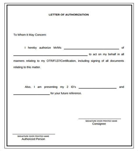 Free Authorization Letter Template Sample And Example Pdf Best