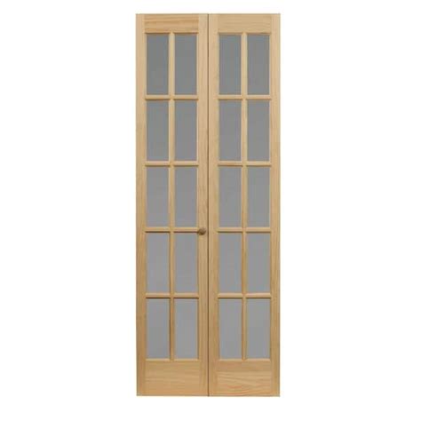 Pinecroft 30 In X 80 In Classic French 10 Lite Opaque Glass Wood Interior Bi Fold Door 872626