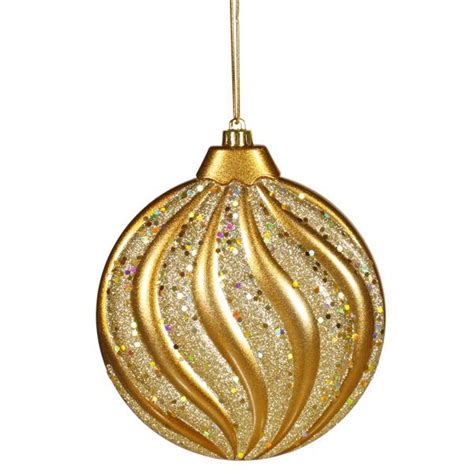 Gold Christmas Ornaments Gold Matte And Glitter Swirl
