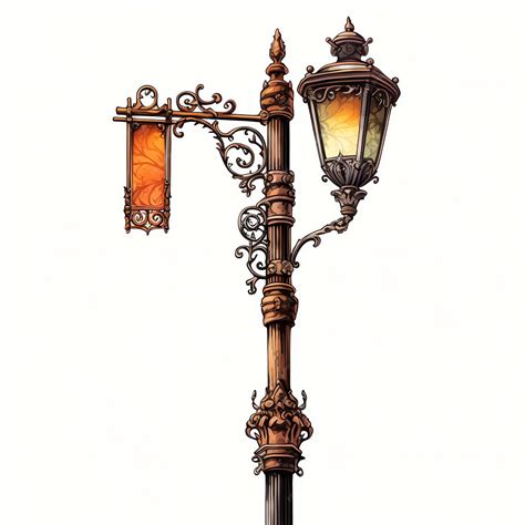 Premium Ai Image Beautiful Retro Streetlamp Clipart Illustration