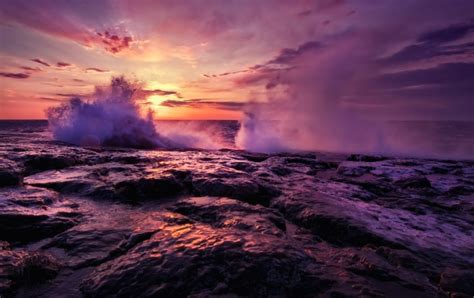 Purple Waves At Sunset Wallpapers