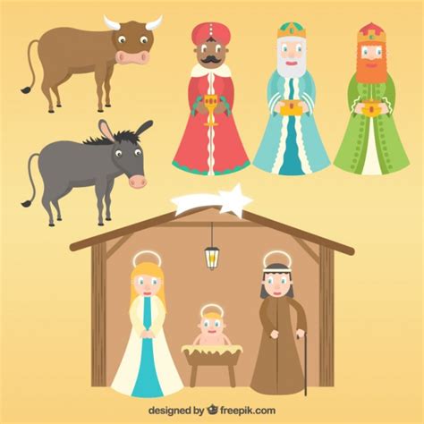 In the nativity scene characters are : Free Vector | Nativity scene characters