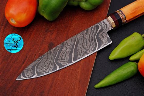 Custom Made Damascus Steel Chef Knife Hand Forged Steel Etsy