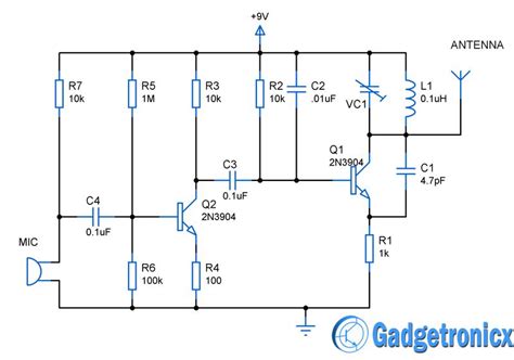 I like to share the knowledge. Mini FM transmitter circuit | Circuit, Circuit diagram, Circuit design
