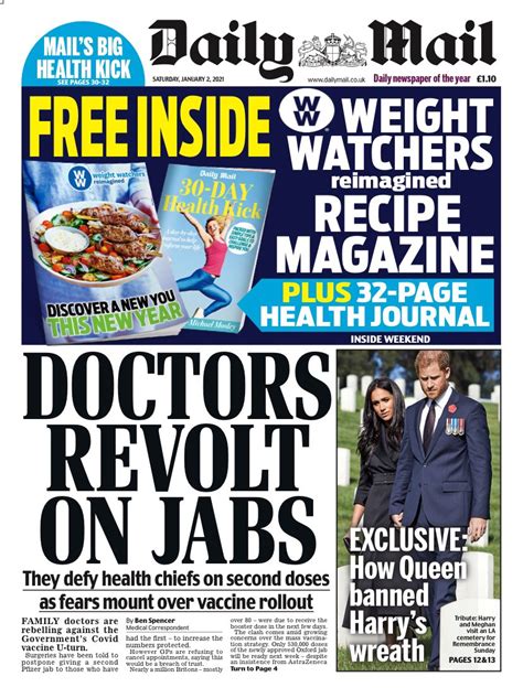 daily mail front page 2nd of january 2021 tomorrow s papers today