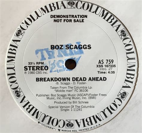 Boz Scaggs Breakdown Dead Ahead 1980 Vinyl Discogs