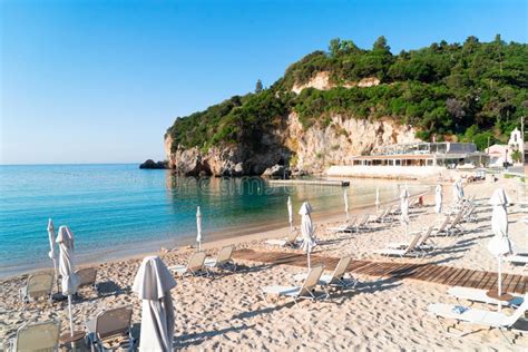 Paleokastritsa Beach On Korfu Greece Stock Photo Image Of Coastline Sand