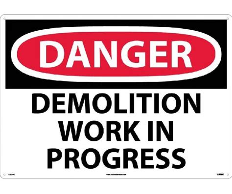 Large Format Danger Demolition Work In Progress Sign Mutual Screw