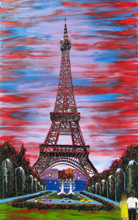 Eiffel Tower At Bastille Day Painting By Dunbars Modern Art