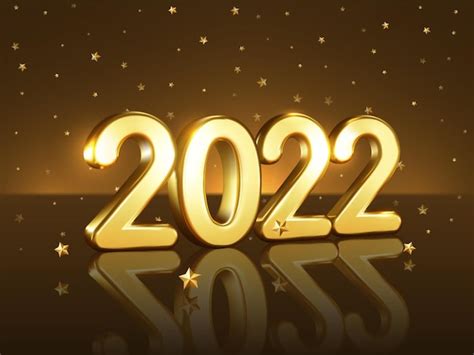 Premium Vector Happy New Year 2022 Realistic Gold Numbers On A Dark