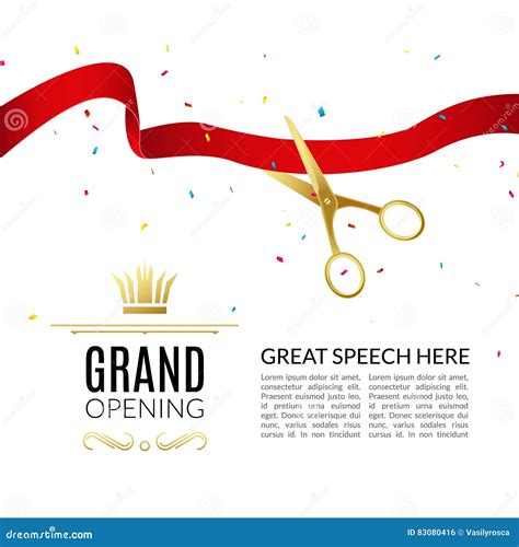 Grand Opening Design Template With Ribbon And Scissors Grand Open