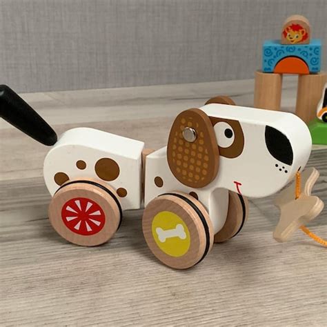 Personalised Pull Along Doggy Wooden Toy Animal Toy Etsy