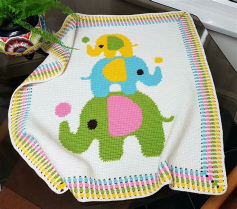 Crochet Baby Blanket Three Elephants Crochet Pattern By Pattern World