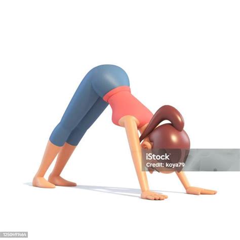 Stretching Yoga Girl On White Background Cartoon Female 3d Charcter Doing Yoga 3d Illustration