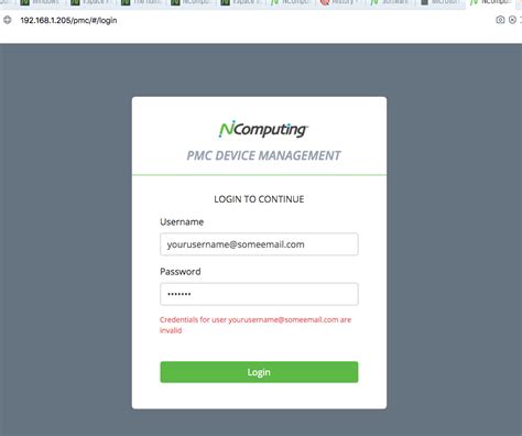 Pmc Invalid Credentials Upon Login To Dashboard