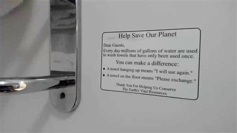 Hotel Water Saving Sign Help Save Our Planet Dear Guests Every Day Millions Of Gallons Of