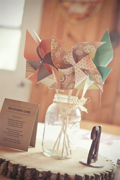 Paper Pinwheel In Mason Jar Centerpieces A Wedding Blog