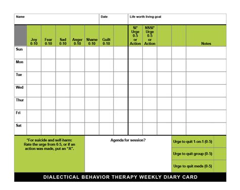Dbt Diary Card Pdf Diary Cards Dbt Fill Out And Sign Printable Pdf