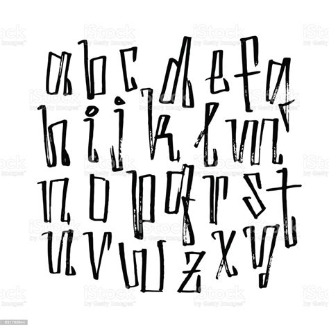 All letters of the alphabet used in one sentence. Handwritten Calligraphy Alphabet Black Letters On White ...