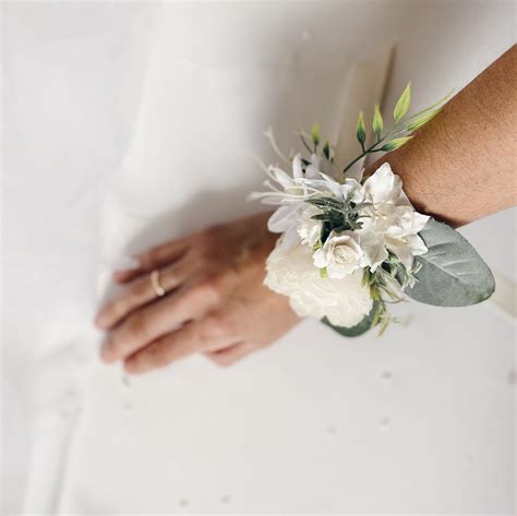 Ivory White Flower Corsage Floral Wrist Corsages Ivory White Etsy
