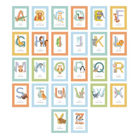 Personalised Animal Alphabet A4 White Framed Print By Rocket And Fox