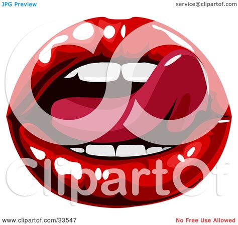 clipart illustration of a sexy woman s tongue licking her luscious red lips by