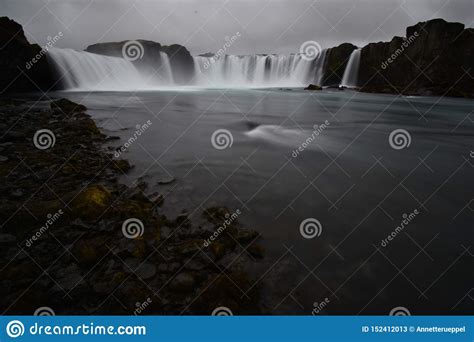The Big Godafoss Waterfall In Iceland Stock Image Image Of Falls