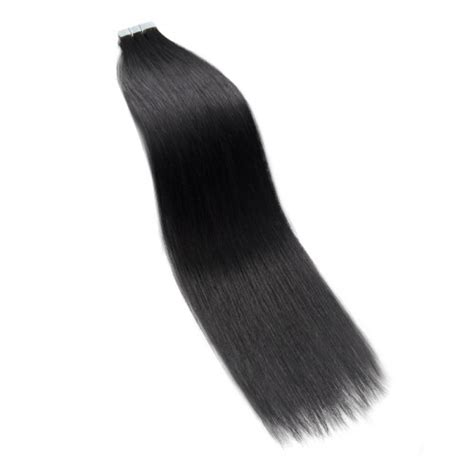 Jet Black 1 Straight Remy Tape In Hair Extensions