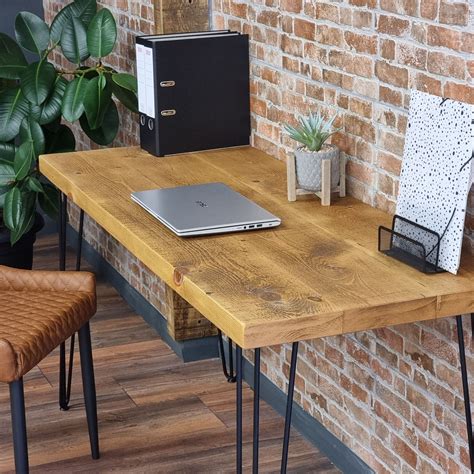 Rustic Desk With Hairpin Industrial Metal Legs