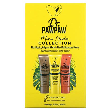 Dr Pawpaw Mini Nude Collection Multipurpose Balms Rich Mocha Original And Peach Pink 3