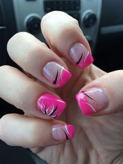Golden flakes these pretty pink nails are highlighted with a rush of golden glow. Hot pink nails | French manicure nails, Nails, Nail desighns