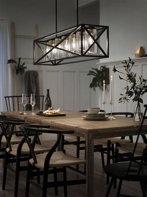 linear chandelier over dining table How to hang a chandelier at the perfect height