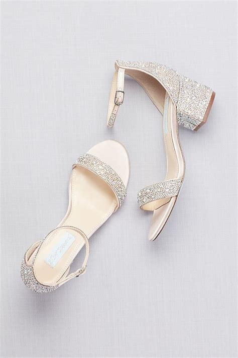 Low Block Heel Sandals With Allover Gem Embellishment Prom Heels From