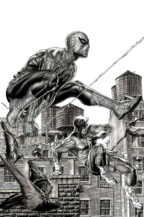 Lee Bermejo Spider Mandaredevil Cover Comic Art Marvel Artwork