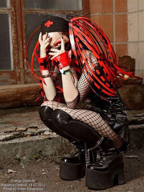Red Cyber Cybergoth Goth Girls Alternative Fashion