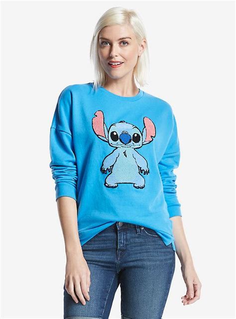 Disney Lilo And Stitch Patch Womens Sweater Cobalt Sweaters For Women