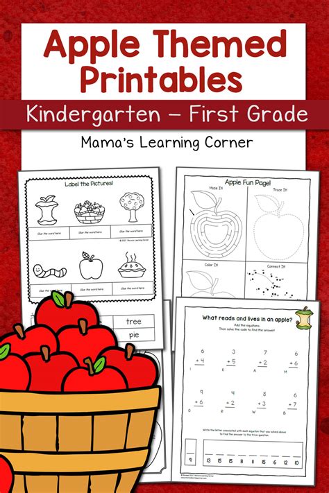 Apple Worksheets For Kindergarten First Grade Mamas Learning Corner