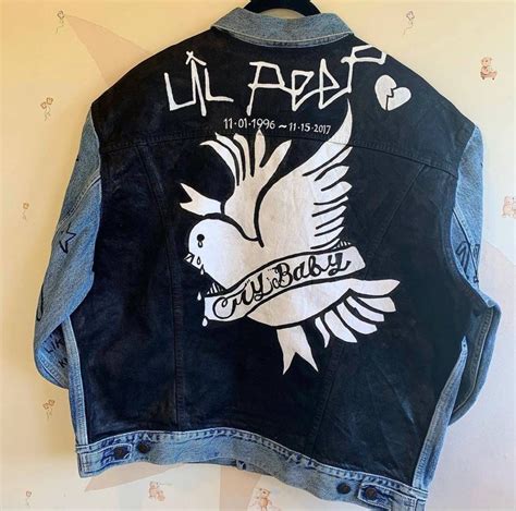 Star Shopping Lil Peep Custom Hand Painted Denim Jacket Never Etsy