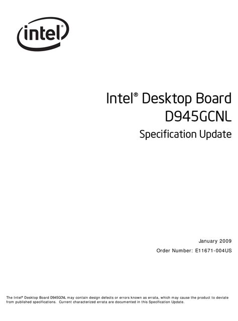 Intel D945gcnl Desktop Board Motherboard Specification Pdf Download