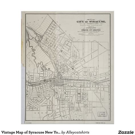Vintage Map Of Syracuse New York 1873 Poster Vintage