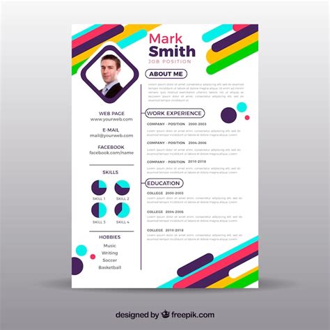 Colorful Resume Template Free Vector