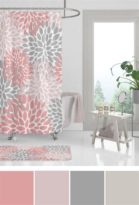 It is a good decoration idea for the living room, bedroom, office, bathroom, dining room, meeting room, restroom, etc. Gray Coral Bathroom Shower Curtain -- Coral, Pink and Grey ...