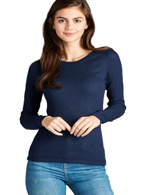 Made By Olivia Made By Olivia Womens Plain Basic Round Crew Neck