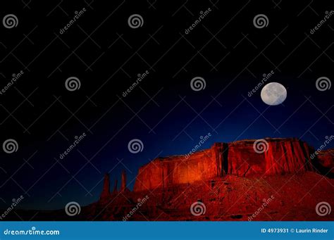 Moonrise Over Monument Valley Stock Image Image Of Boulder Landscape