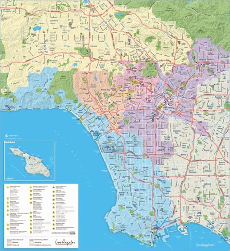 Large Detailed Tourist Map Of Los Angeles Map Of Los Angeles