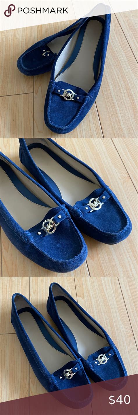Michael Kors Navy Blue Suede Leather Flats 85 Very Nice Pair Of